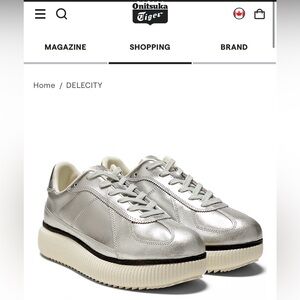 Onitsuka Tiger Delecity Metallic Silver Platform Sneakers